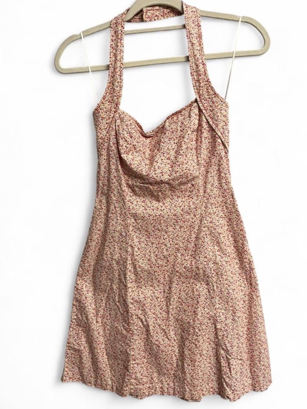 ABS Allen Schwartz Pink Floral Halter Mini Dress